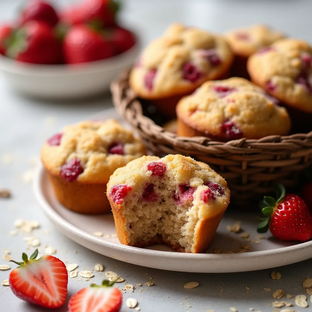 Baked Strawberry Protein Muffins