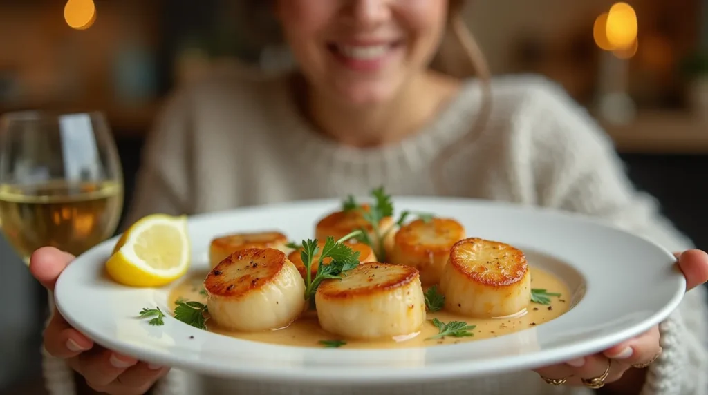 creamy garlic scallops'